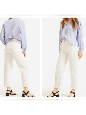 EVERLANE The Corduroy Straight-Leg Crop Pants Jeans in Bone White Size 4